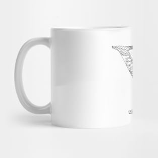 Henna Alphabet Y / Henna Letter Y - Black Henna Line Art Mug